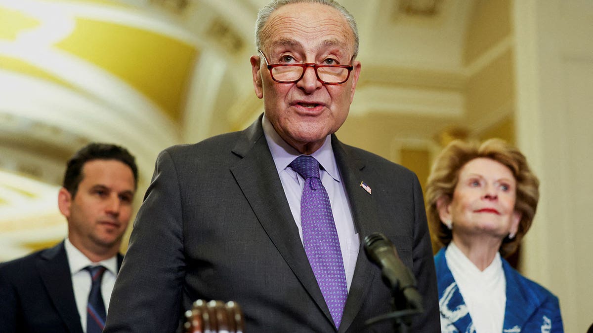 Chuck Schumer closeup shot at lectern