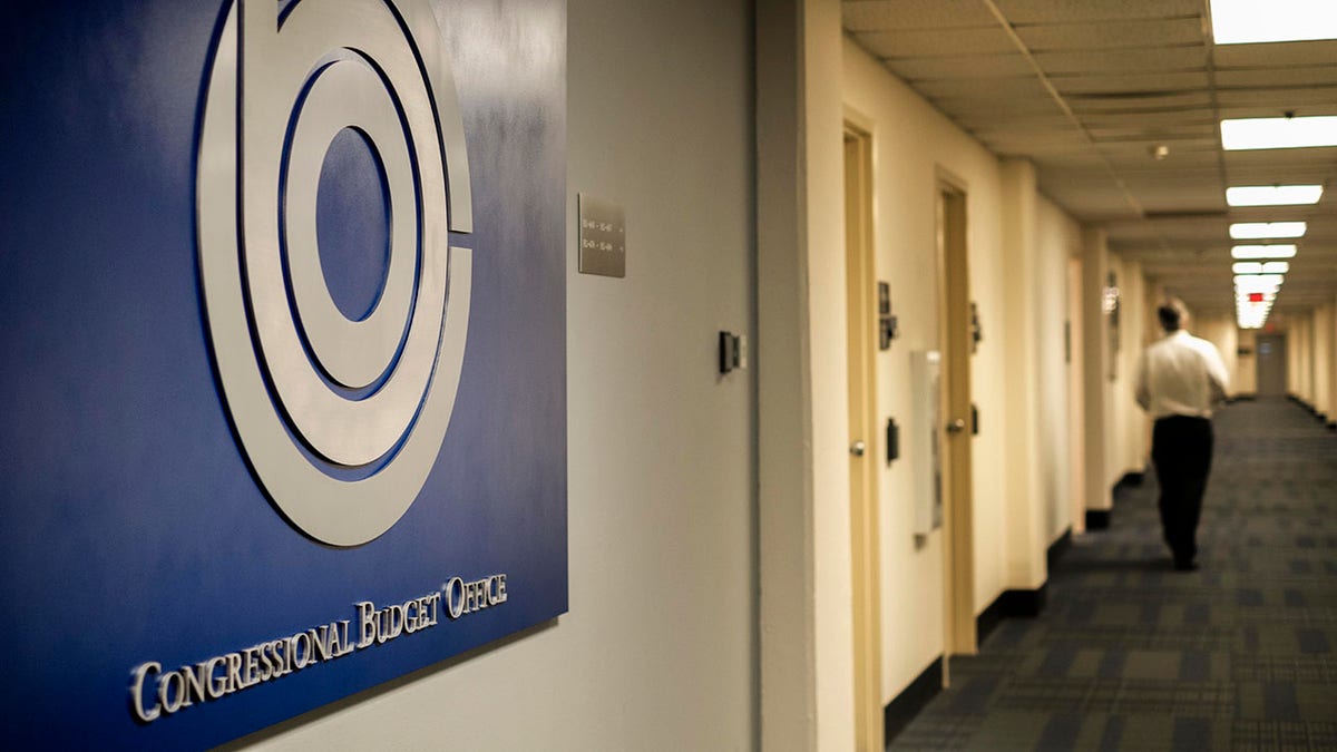 A sign at the Congressional Budget Office in Washington D.C. 