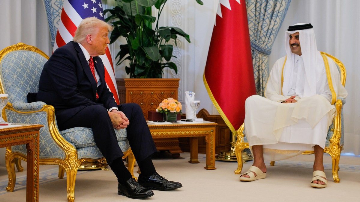 U.S. President Donald Trump meets Qatar's Emir Tamim bin Hamad Al Thani, in Doha, Qatar.