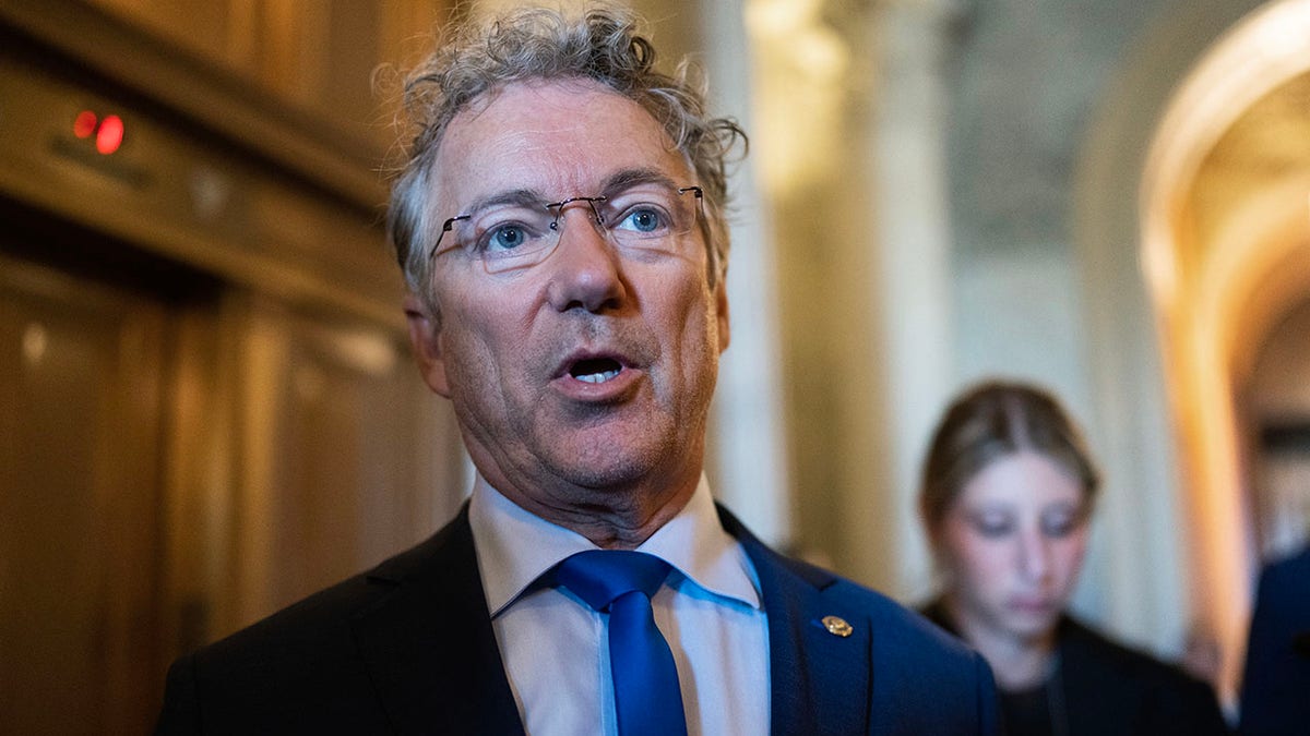 Rand Paul speaks to reporters in the Capitol