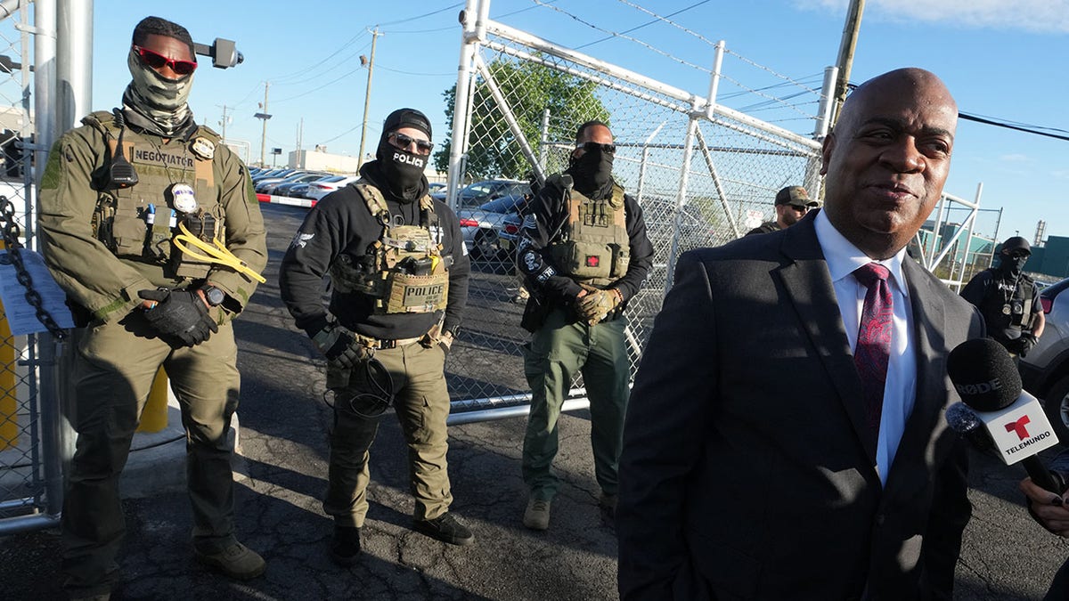 Newark Mayor Ras Baraka near an ICE facility
