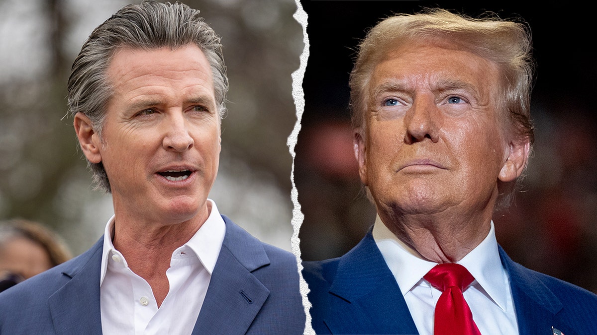 California Gov. Gavin Newsom, President Donald Trump split