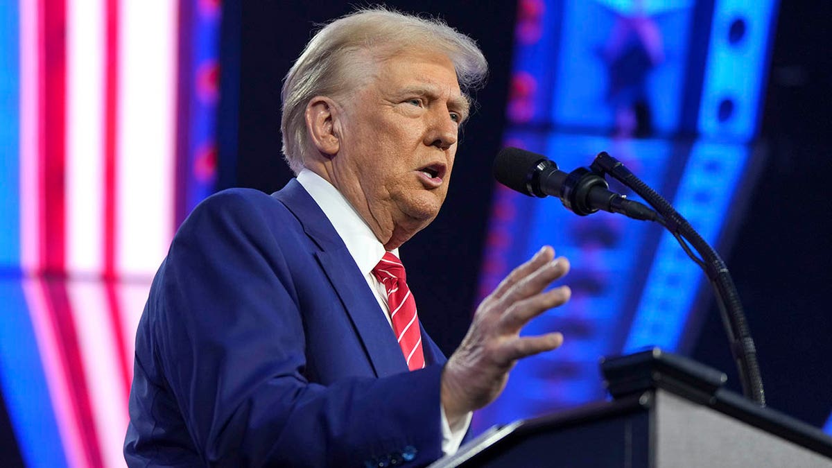 Donald Trump at microphone