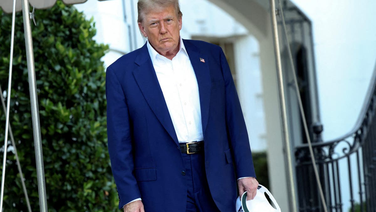President Donald Trump walks to board Marine One to depart to attend the NATO Summit in The Hague, Netherlands, from the South Lawn at the White House in Washington, D.C., on June 24, 2025.