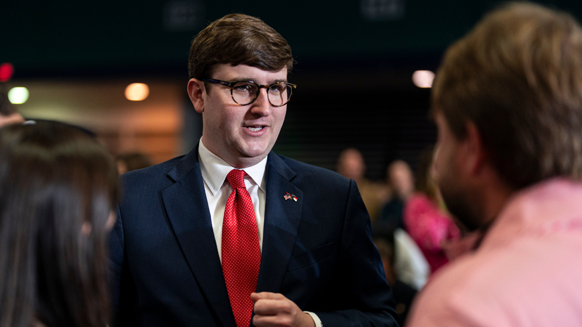 Addison McDowell, US Republican House candidate for North Carolina, arrives ahead of a "Get Out The Vote" rally with former US President Donald Trump in Greensboro, North Carolina, on Saturday, Mar. 2, 2024.