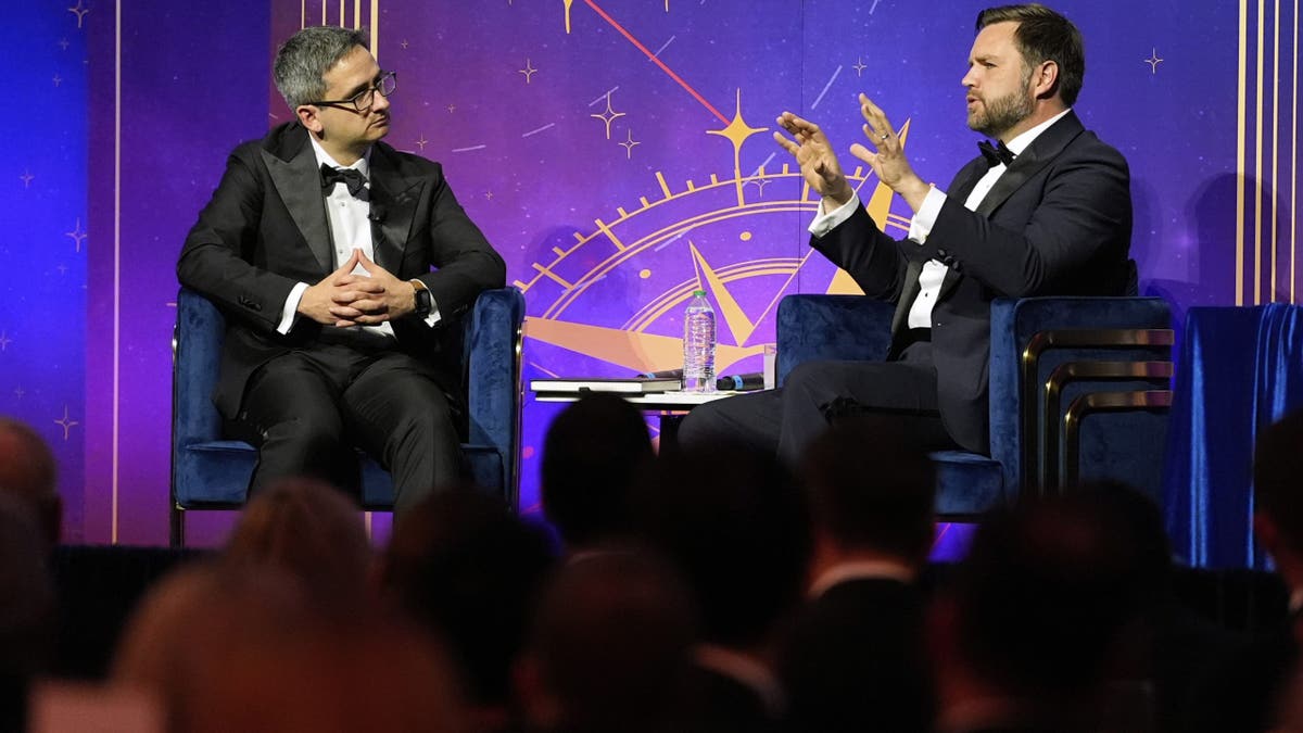 Vice President JD Vance speaks with American Compass founder Oren Cass at the American Compass's the New World Gala in Washington, Jun. 3, 2025.