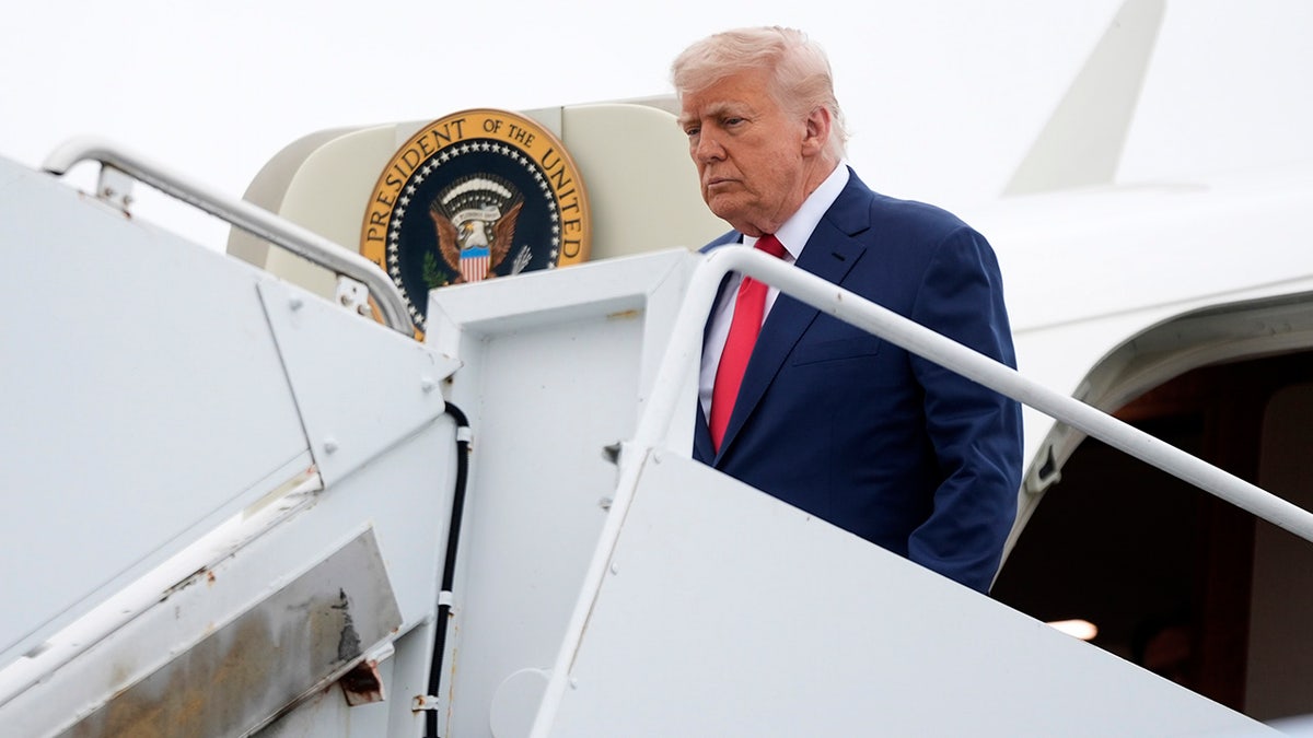 President Donald Trump arrives on Air Force One