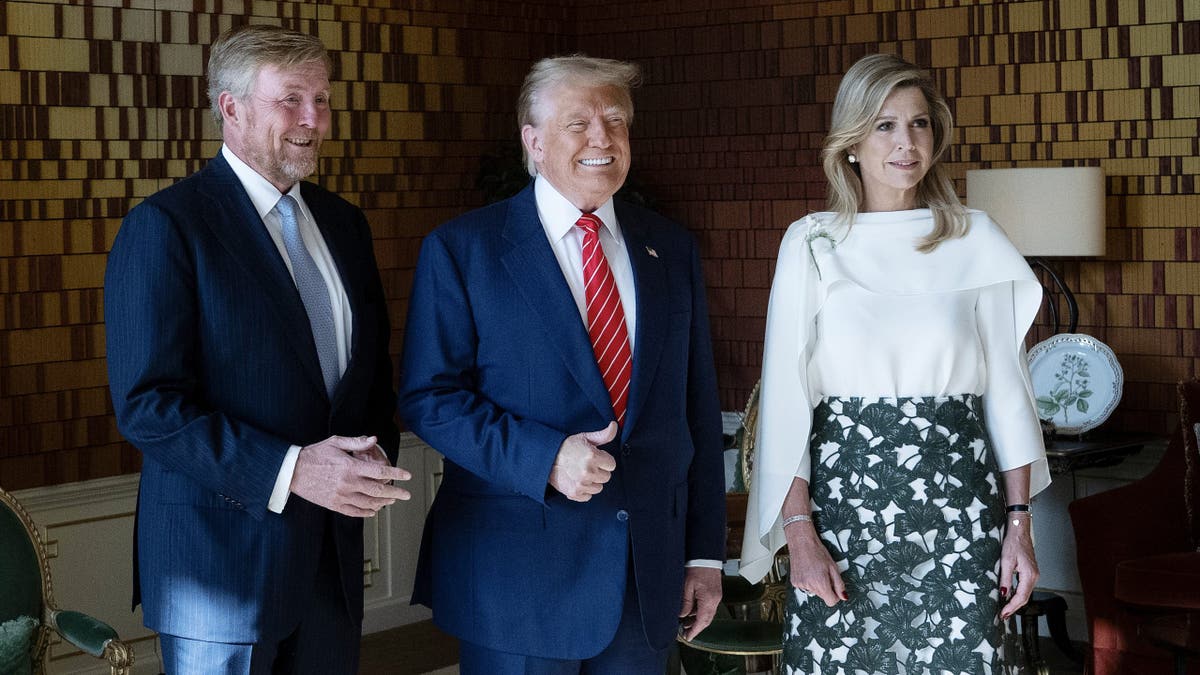 U.S. President Donald Trump poses with King Willem-Alexander of the Netherlands and Queen Maxima at Paleis Huis ten Bosch on the sidelines of the NATO Summit on June 25, 2025 in The Hague, Netherlands. 