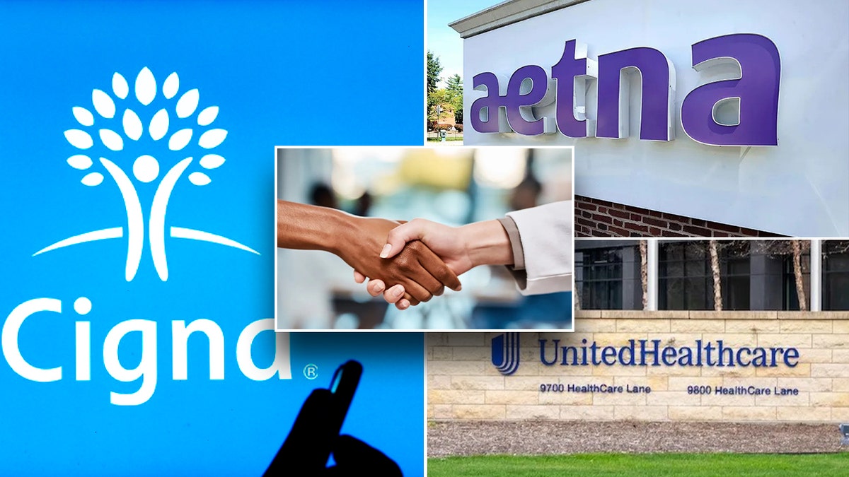 cigna, aetna, United Healthcare, shaking hands in inset