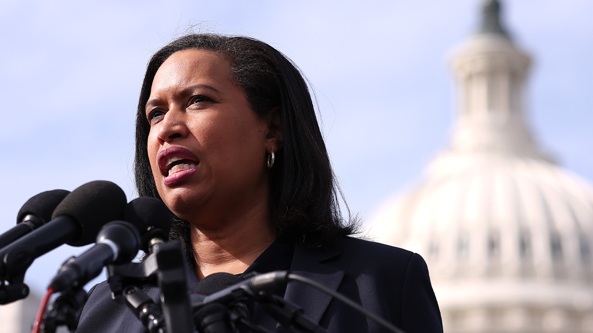 Washington, D.C., Mayor Muriel Bowser speaks at a press conference outside the U.S. Capitol on March 10, 2024.
