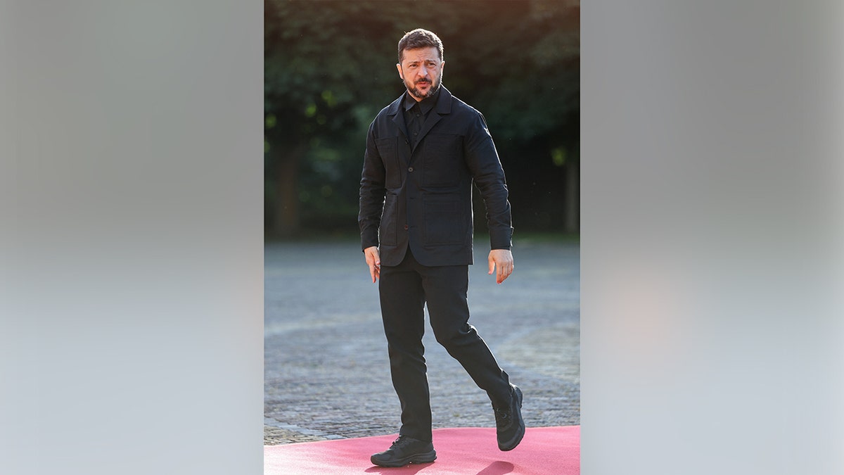 Ukrainian President Volodymyr Zelenskyy arrives at the NATO summit.