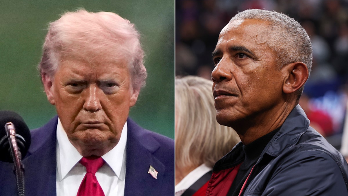 Left: President Donald Trump; Right: Former President Barack Obama