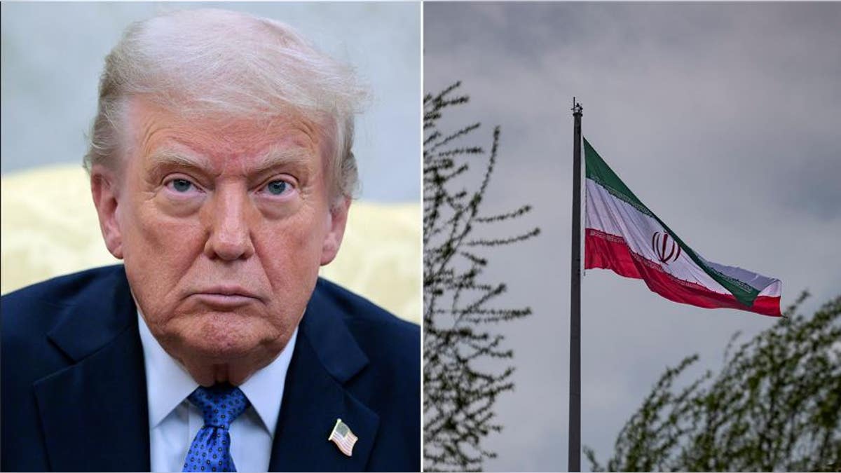 Trump split with the Iranian flag