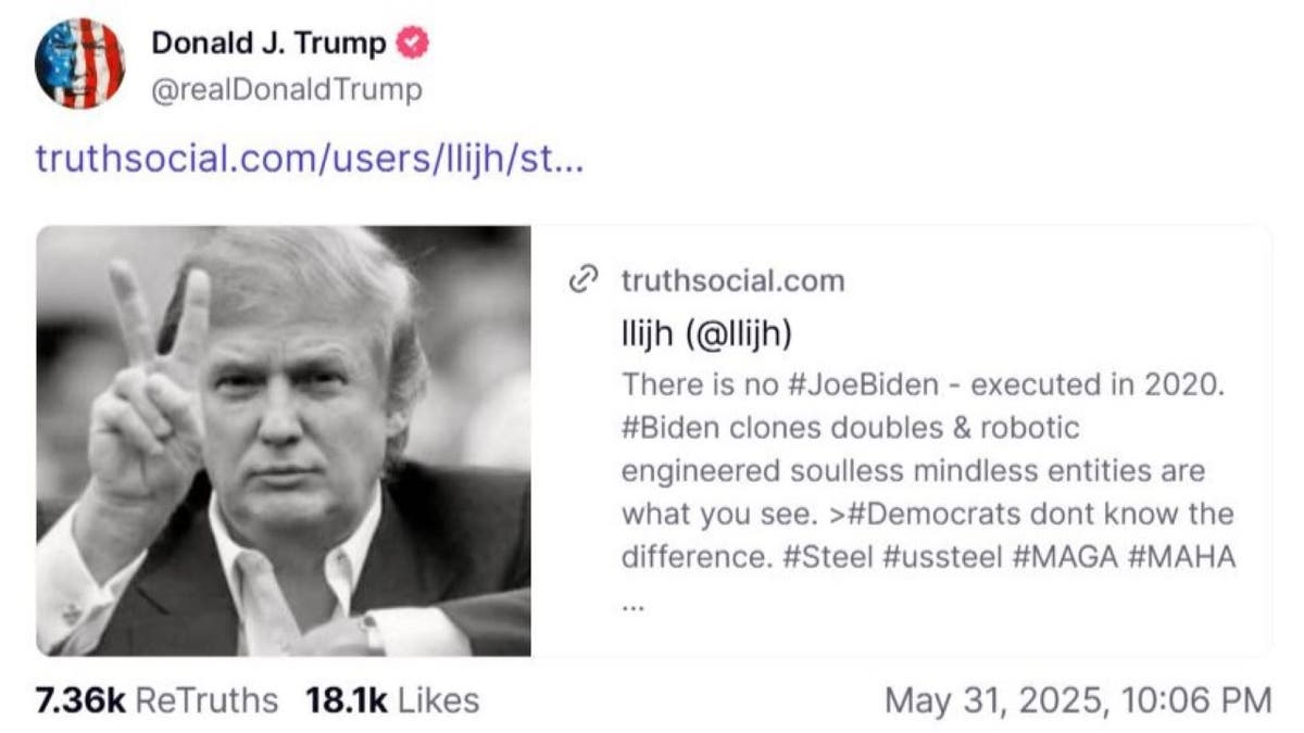President Trump shares a post on Truth Social.
