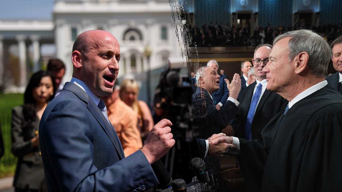 White House adviser Stephen Miller and Supreme Court Chief Justice John Roberts are seen in a side-by-side split image. (Photos via Getty Images.)