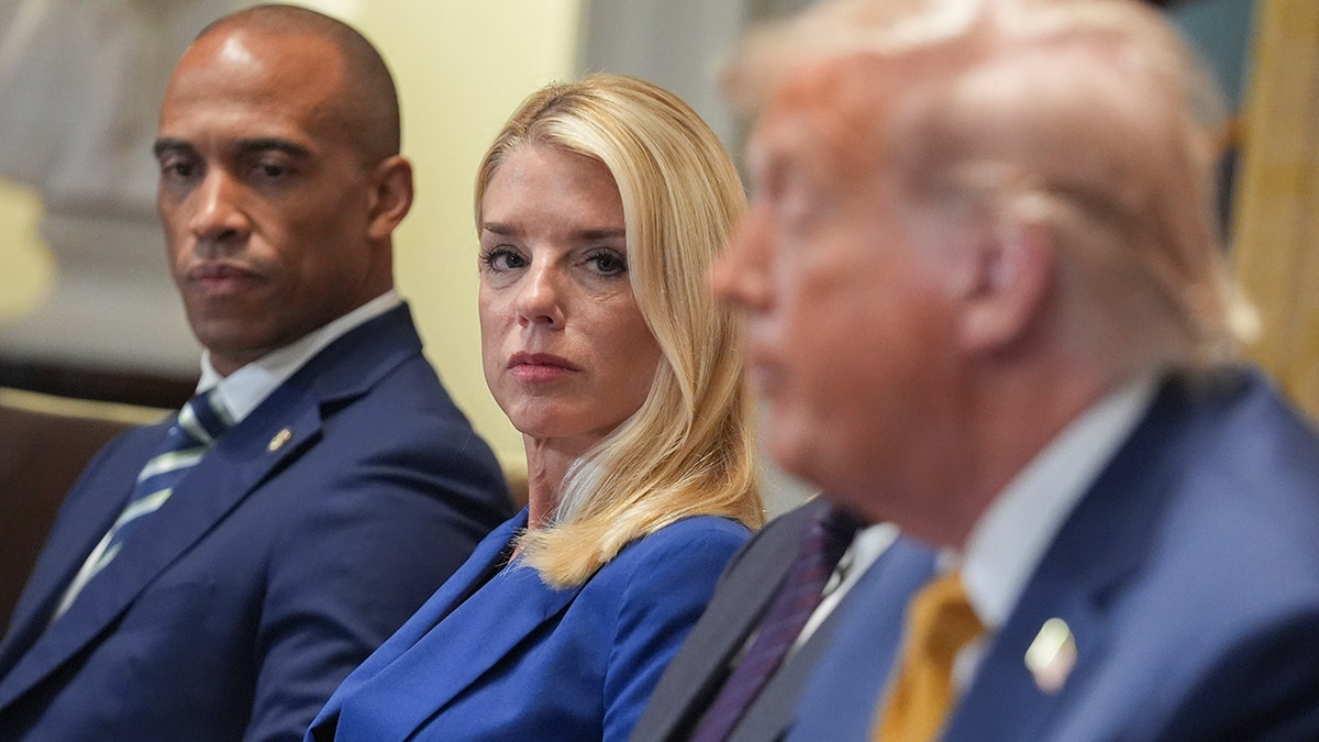 Attorney General Pam Bondi listens during Trump Cabinet meeting