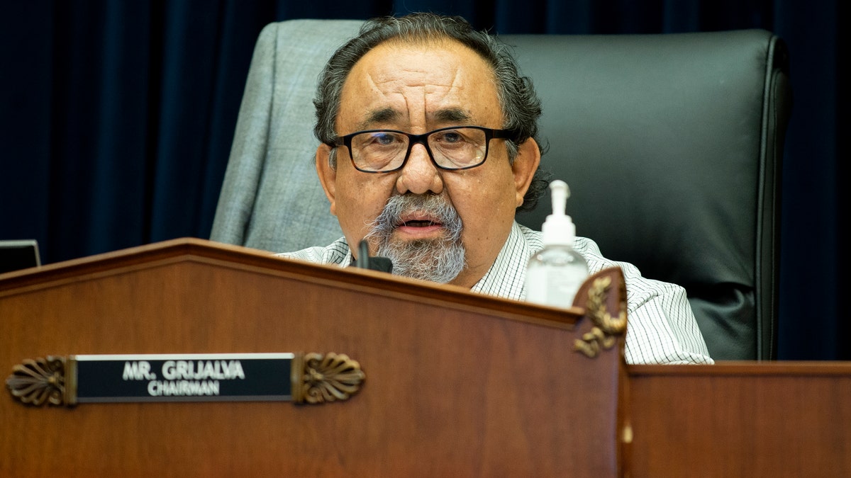 House Natural Resources Committee Ranking Member Raul Grijalva, D-Ariz., makes a closing statement at a House hearing in 2020.