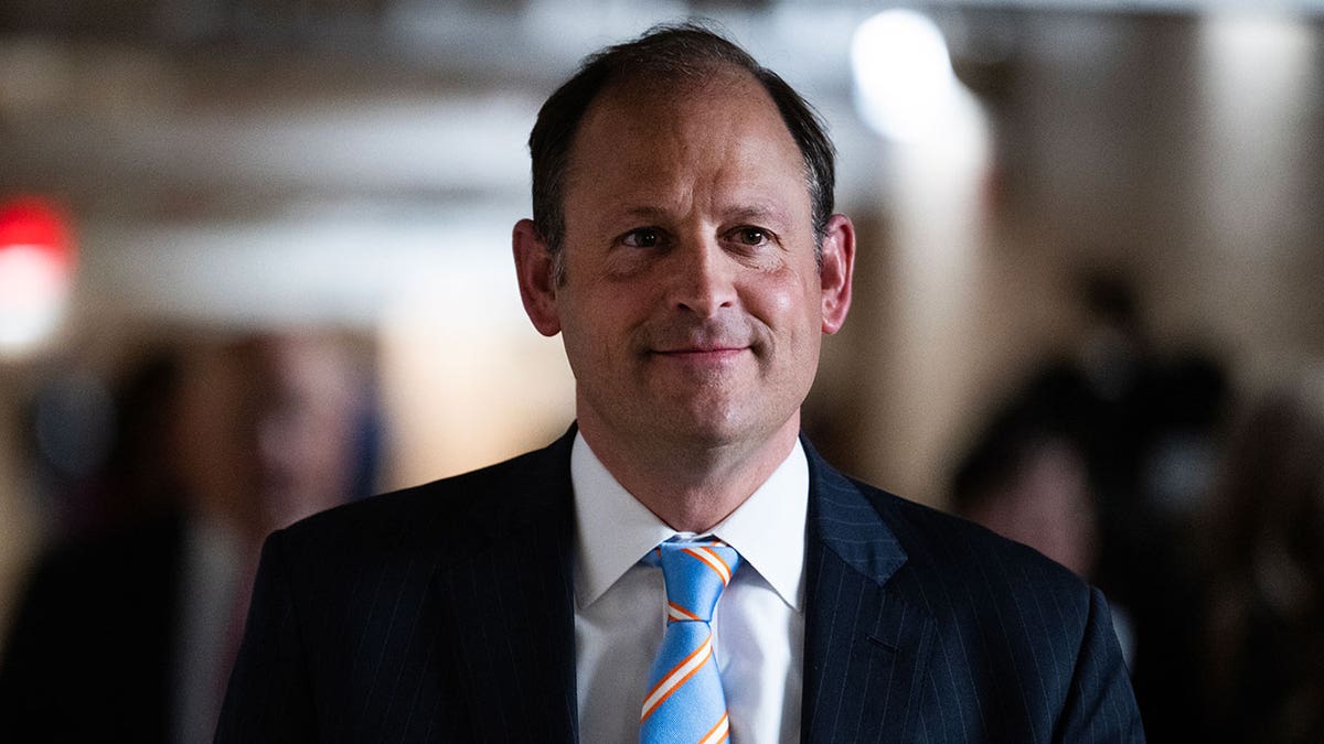 Rep. Andy Barr, R-Ky., makes his way to a House Republican Conference meeting with President Donald Trump on the budget reconciliation bill in the U.S. Capitol on Tuesday, May 20, 2025.