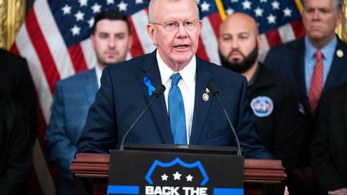 Rep. Mike Ezell, R-Miss., speaks during a news conference in the U.S. Capitol to recognize law enforcement as part of Police Week on Wednesday, May 15, 2024. 