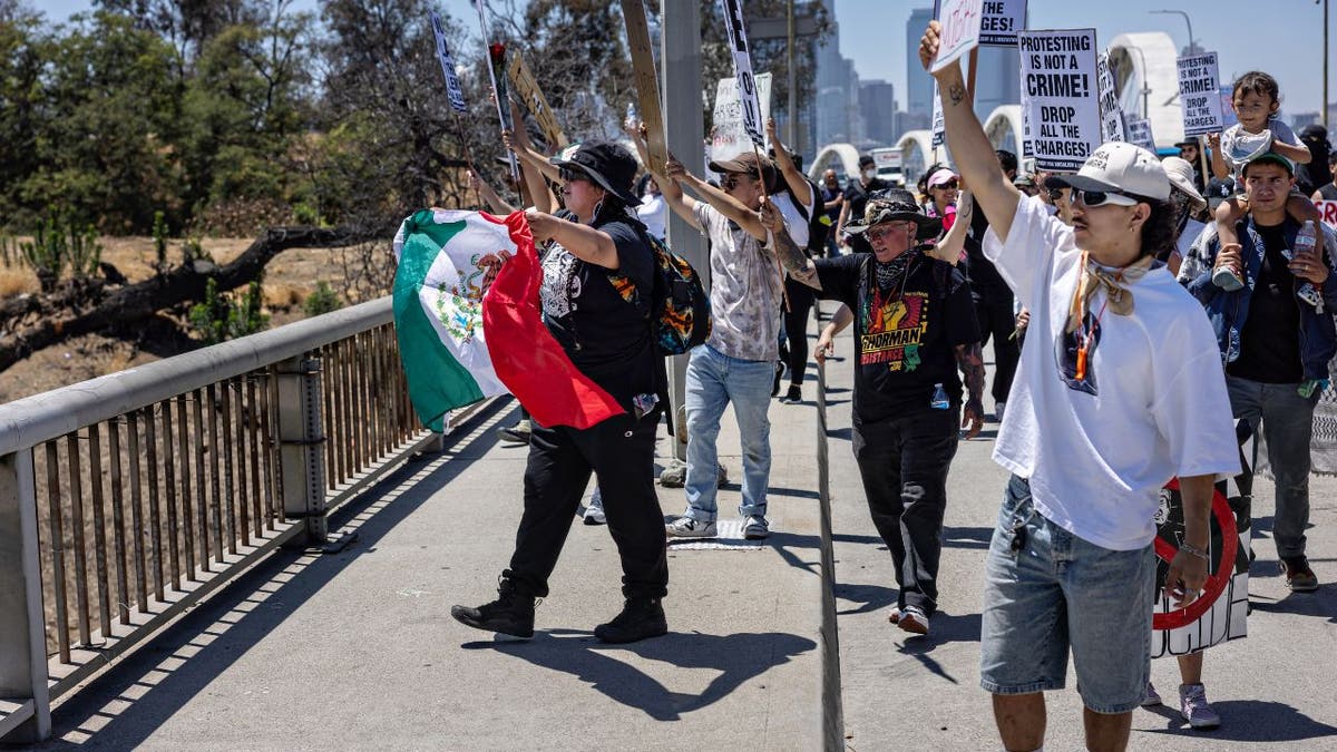Protesters stage a demonstration