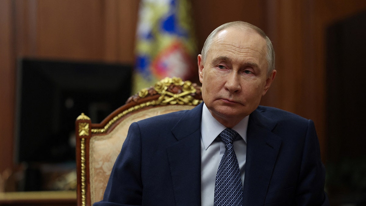 Putin during meeting with bank leader in Moscow