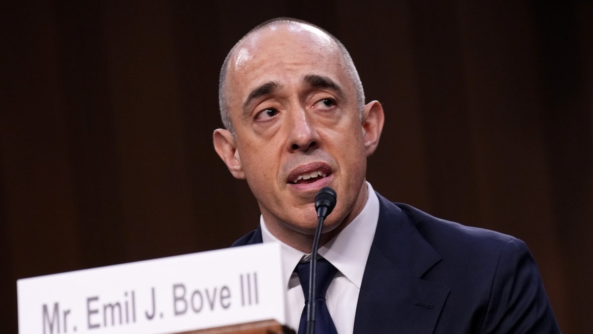 Emil Bove, President Donald Trump's nominee to be U.S. Circuit Judge for the Third Circuit, testifies during his Senate Judiciary Committee nomination hearing in the Hart Senate Office Building on June 25, 2025 in Washington, DC. A whistleblower alleged that Bove, President Trump's former personal lawyer, told Justice Department staff to defy court orders and continue to carry out Trump’s deportation plans. (Photo by Kevin Dietsch/Getty Images)
