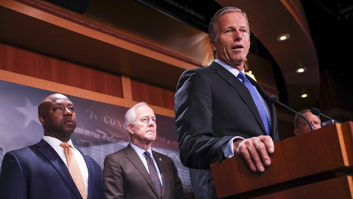 Sens. John Thune, John Cornyn, and Tim Scott in 2021