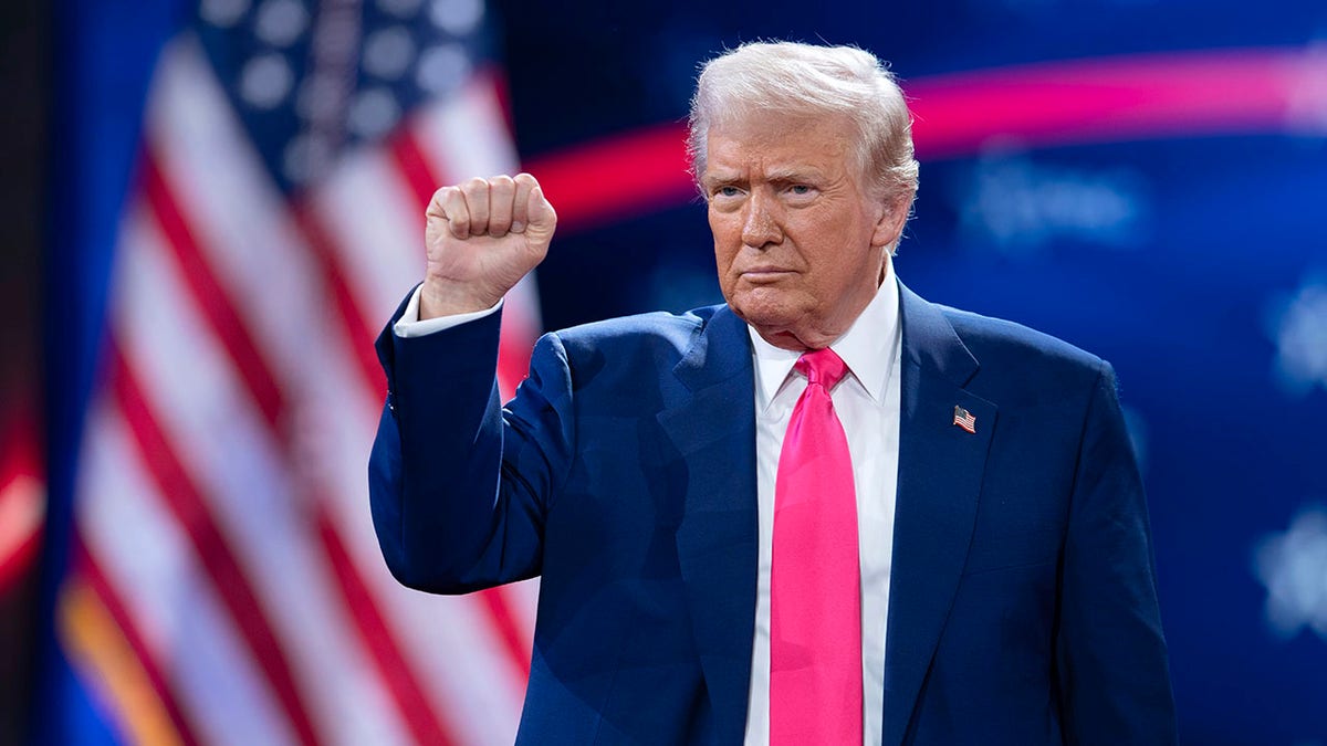 Donald Trump with his fist up