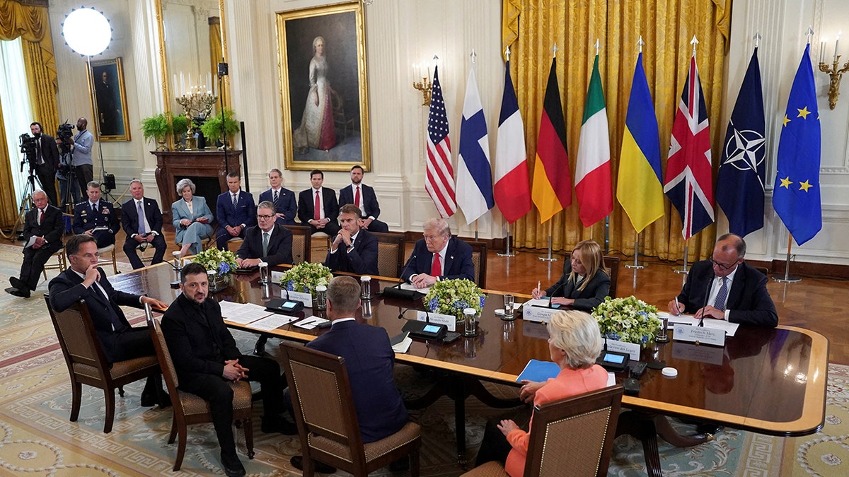 President Donald Trump and European leaders at the White House