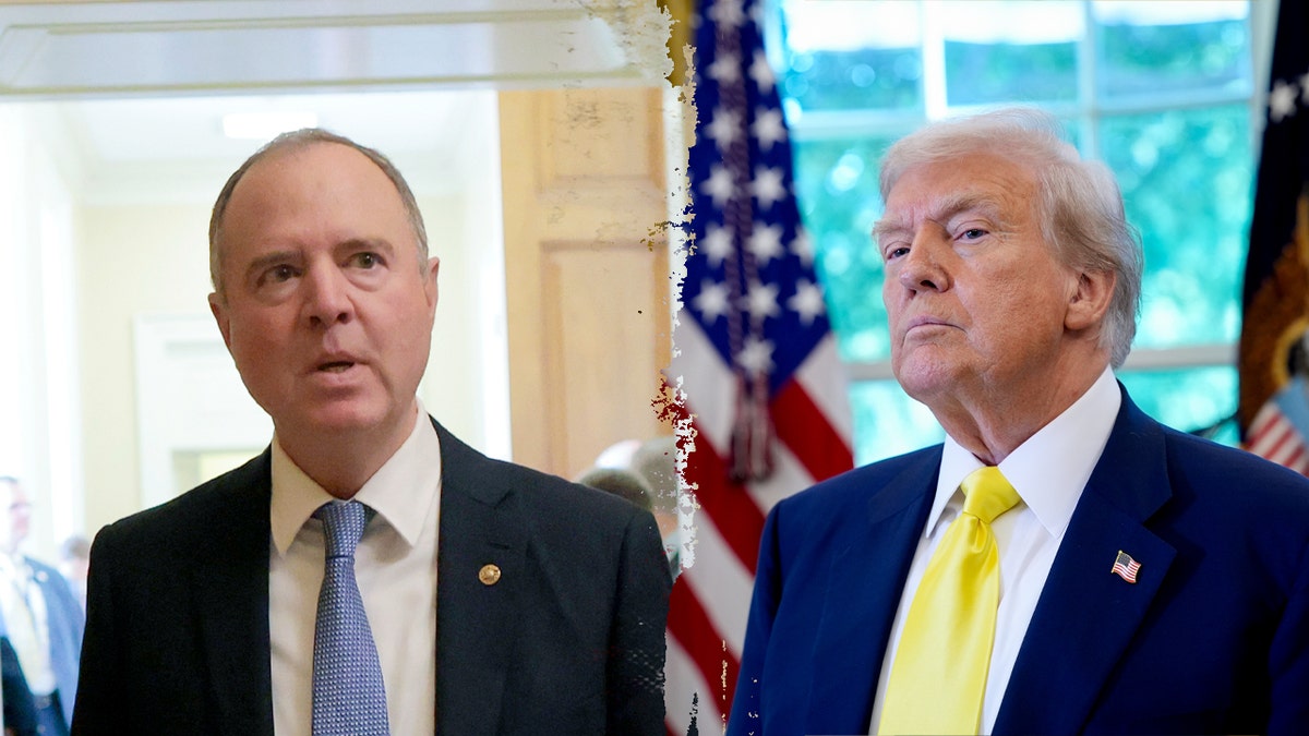 Split image of Schiff, Trump
