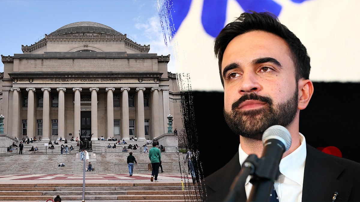 Columbia University, left, Zohran Mamdani, right