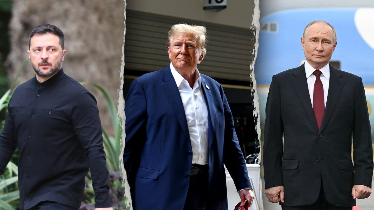 Volodymyr Zelenskyy, Donald Trump and Vladimir Putin