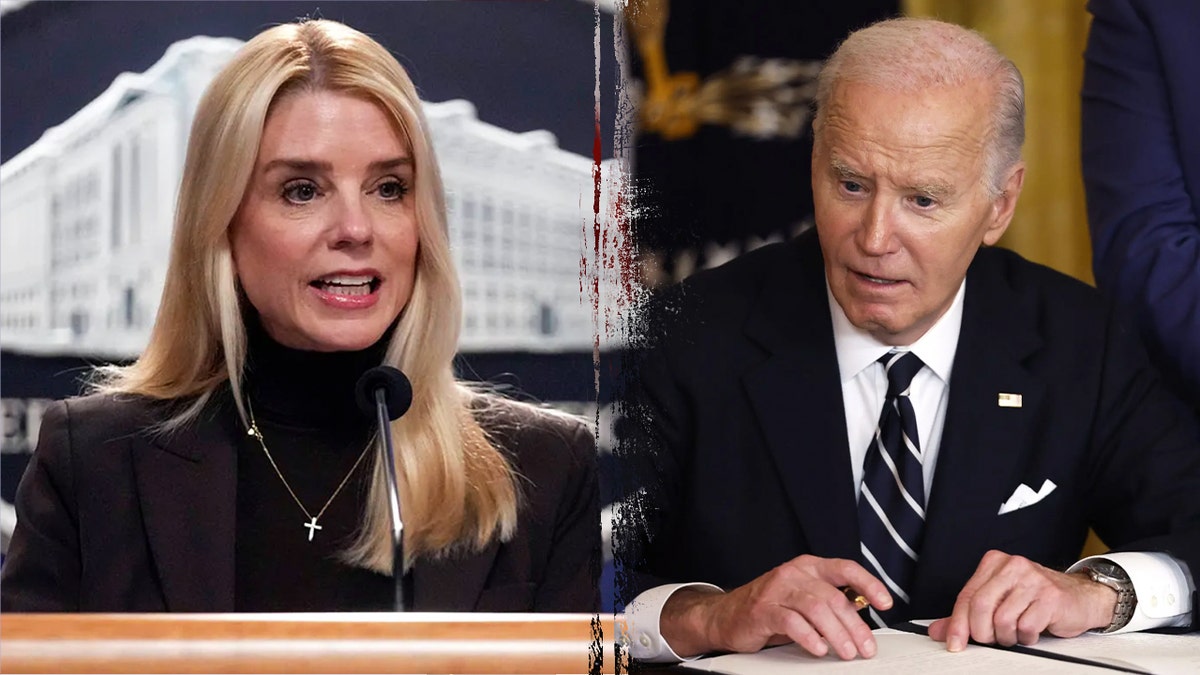 Attorney General Pam Bondi and former President Joe Biden.