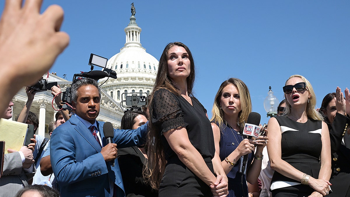 Epstein accuser Anouska De Georgiou in front of the U.S. Capitol building