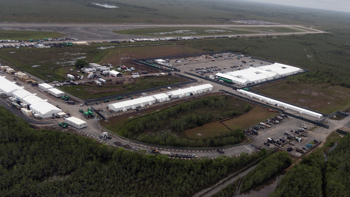 The "Alligator Alcatraz," migrant detention facility in Florida