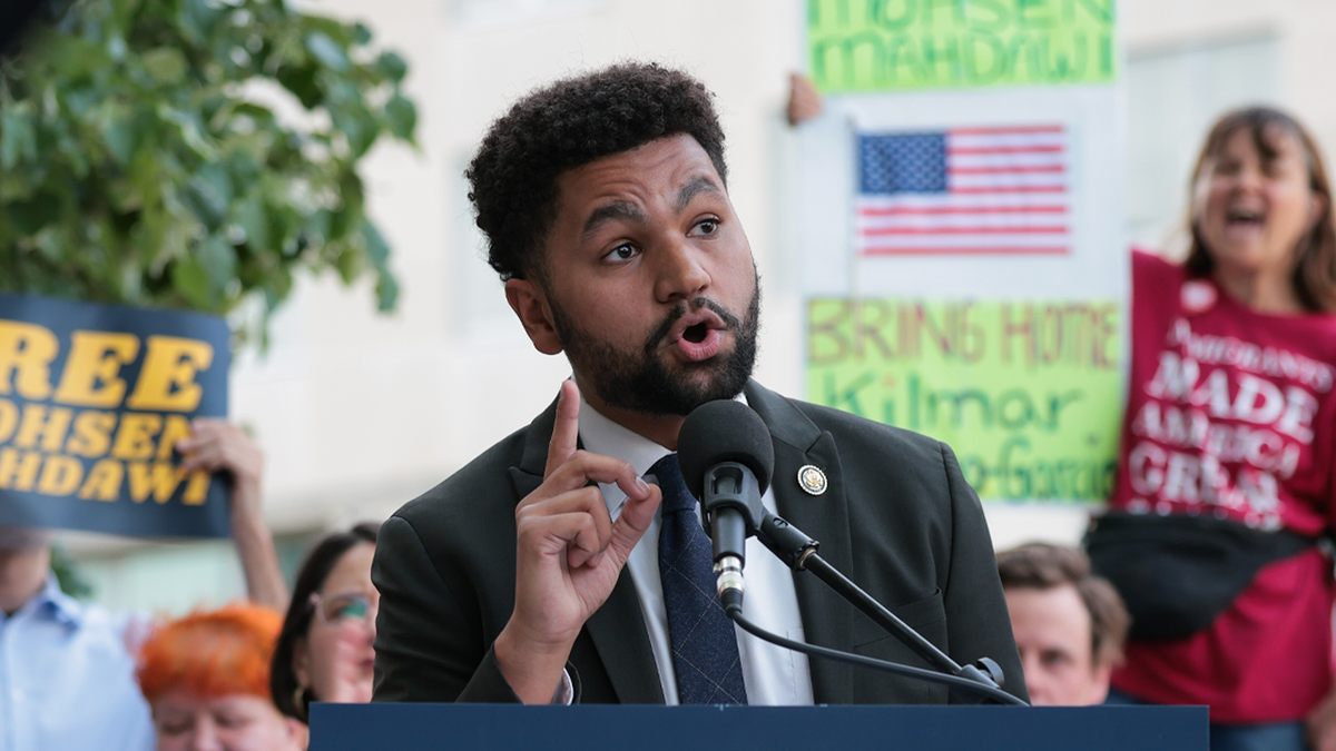 Maxwell Frost speaks at an event