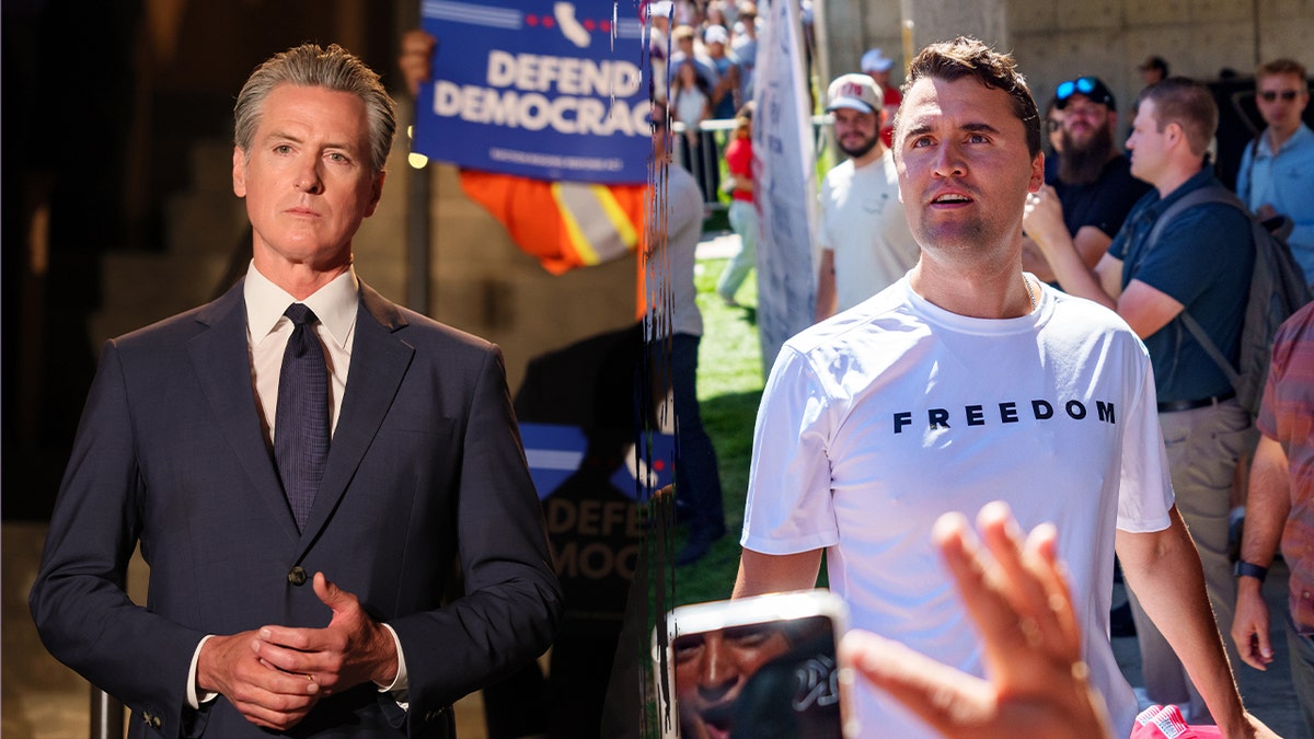 California Gov. Gavin Newsom and murdered conservative activist Charlie Kirk