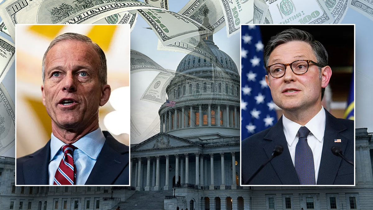 Senate Majority Leader John Thune, R-S.D., and House Speaker Mike Johnson, R-La.