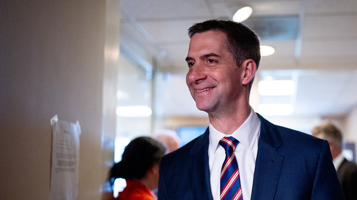 Arkansas Sen. Tom Cotton smiles