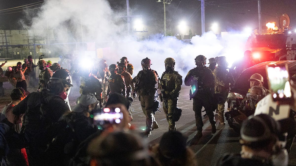 Authorities and anti-ICE protesters in Broadview, Illinois