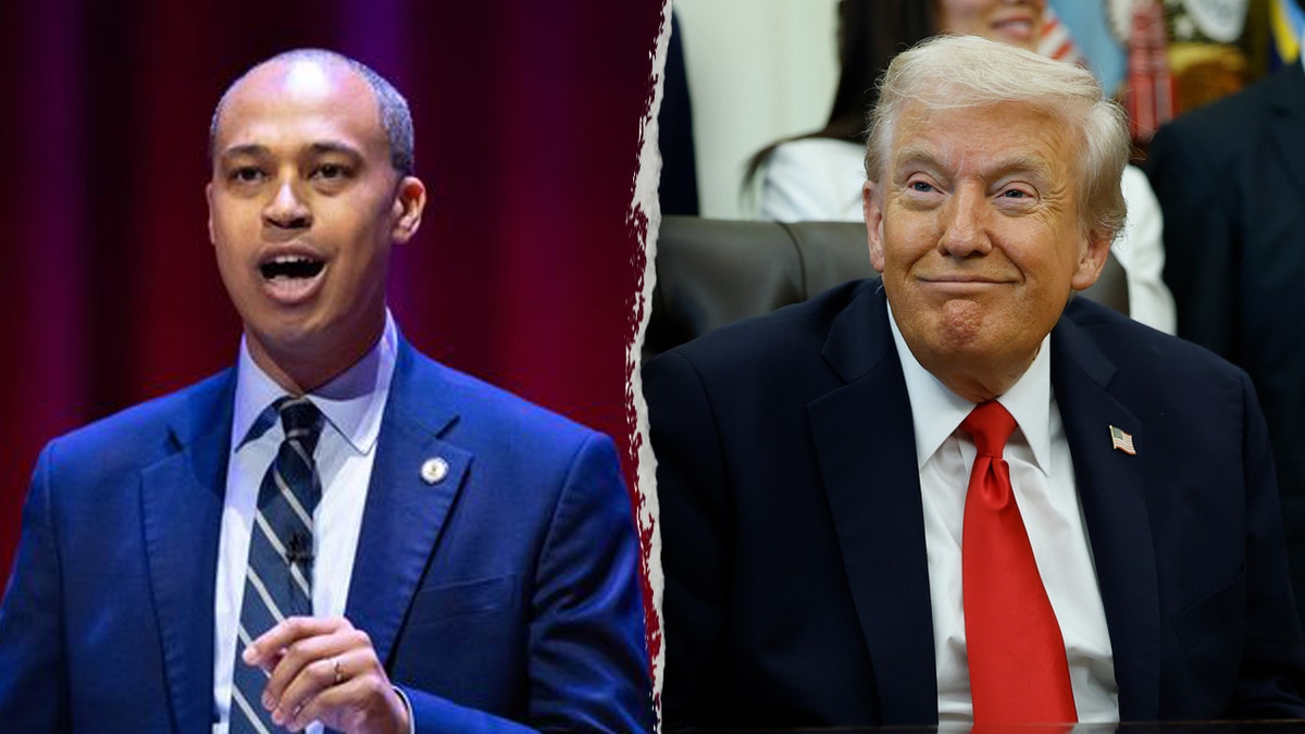 Jay Jones and Donald Trump in a split image