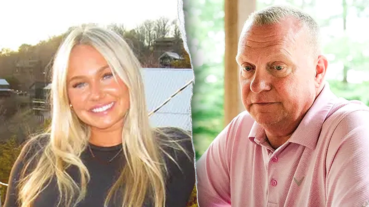 Split-screen image of Logan Federico and her father, Stephen Federico.
