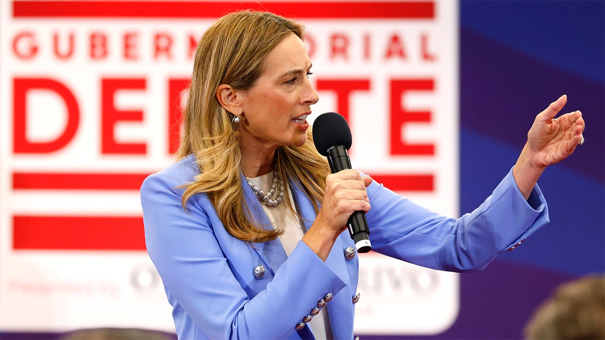 Rep. Mikie Sherrill of New Jersey appears during a gubernatorial debate.