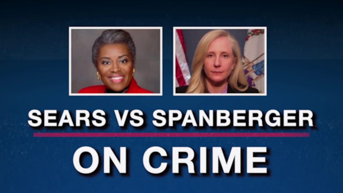 Campaign ad graphic shows Winsome Sears and Abigail Spanberger with text 