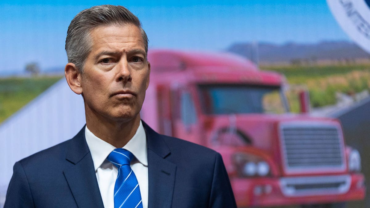 Transportation Secretary Sean Duffy at a press conference. 