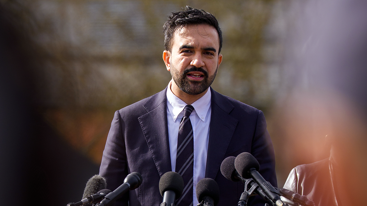 Zohran Mamdani speaking into a microphone.