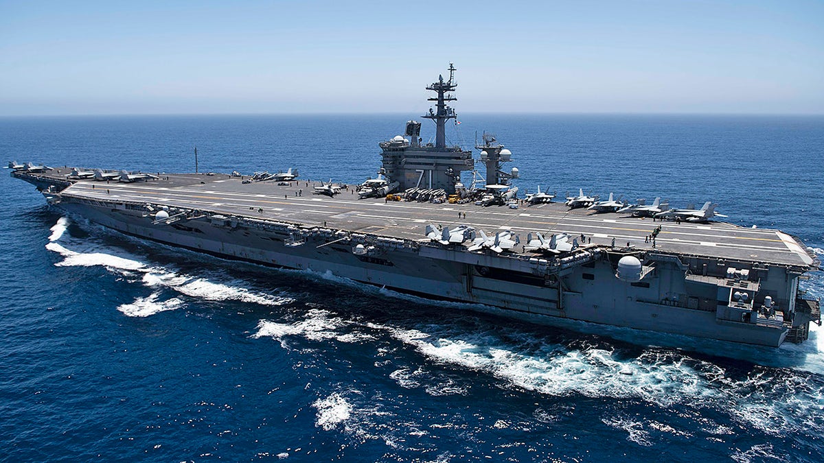 Aircraft carrier USS Theodore Roosevelt sails in the Pacific Ocean