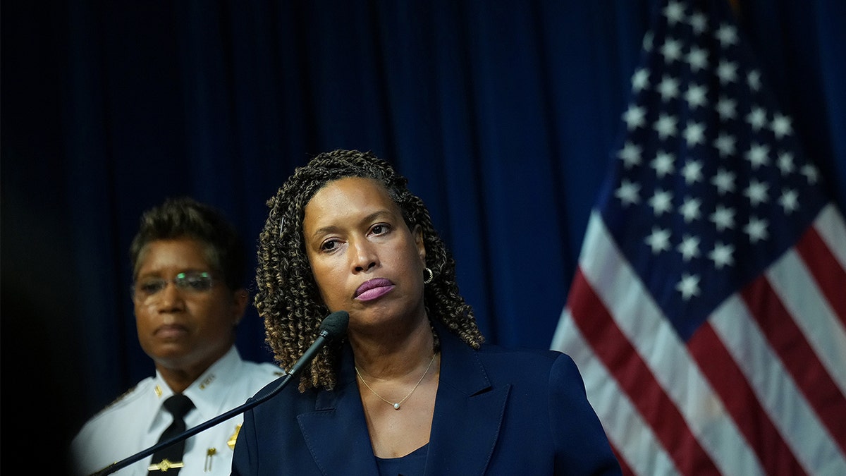 DC Mayor Muriel Bowser speaks at a press conference.