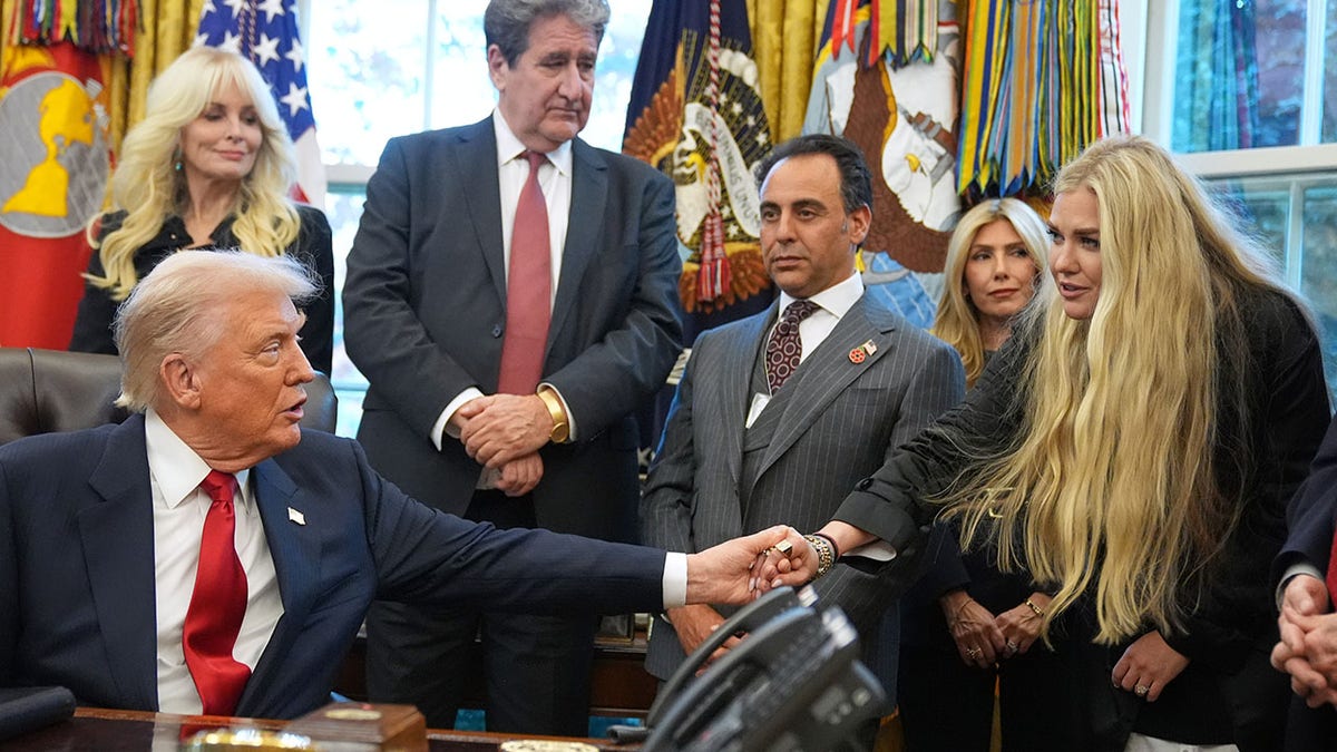 President Donald Trump acknowledging Erika Kirk