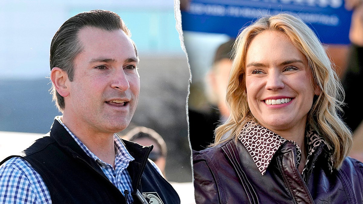 Split-screen image showing Republican candidate Matt Van Epps on the left and Democratic candidate Aftyn Behn on the right.